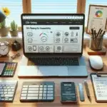 laptop and smartphone on a wooden desk showing accessibility audit ux-testing tools like contrast check and wcag checklist in daylight office