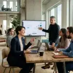 Een ondernemer analyseert webshop data op een laptop om de e-commerce SEO te verbeteren.