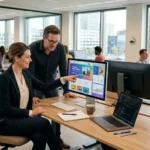 Een ondernemer bespreekt samen met een specialist de webshop SEO om de online vindbaarheid te verbeteren.